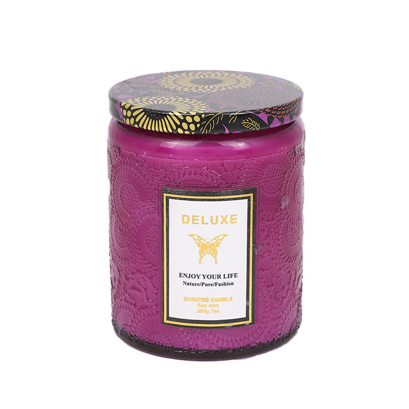 Embossed Glass Fragrance Handmade Gift Aromatherapy Soy Candles Embossed Glass Fragrance Handmade Gift Aromatherapy Soy Candles